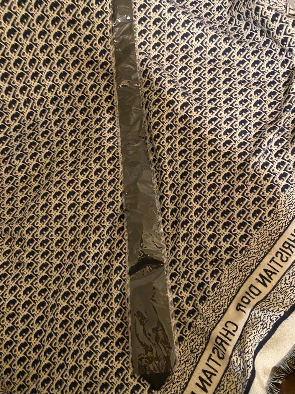 Black Monogram Silk Tie — Subtle Signature Pattern - Picture 6 of 8
